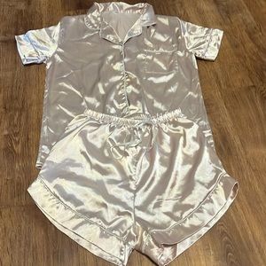 NWOT BABY PINK SILK PAJAMA SET